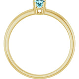 14K Gold Round Blue Zircon Youth Birthstone Ring - Yellow Gold - view 5