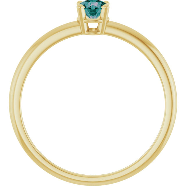 14K Gold Round Lab-Grown Ruby Youth Birthstone Ring - Yellow Gold - view 5