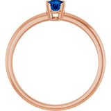 14K Gold Round Natural Blue Sapphire Youth Birthstone Ring - Rose Gold - view 5