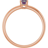 14K Gold Round Lab-Grown Alexandrite Youth Birthstone Ring - Rose Gold - view 2