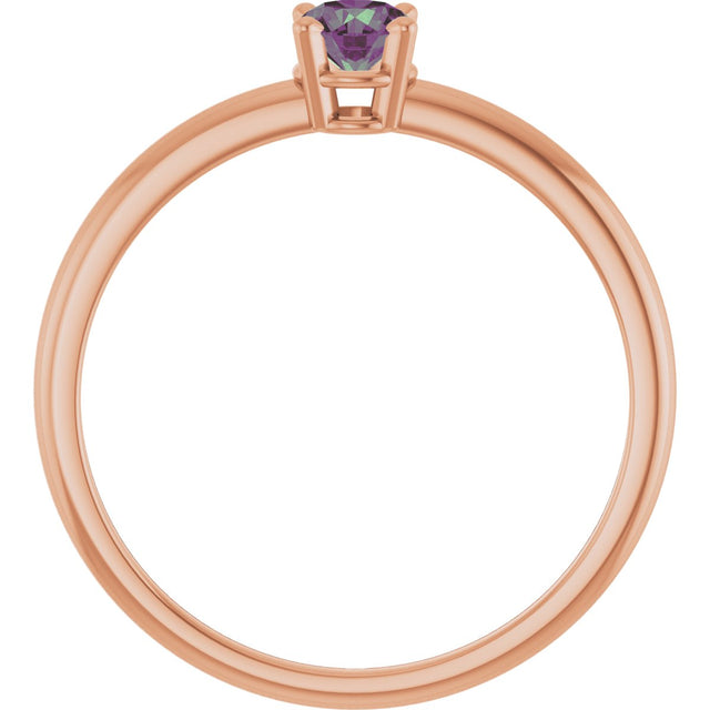 14K Gold Round Lab-Grown Alexandrite Youth Birthstone Ring - Rose Gold - view 2
