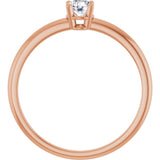 14K Gold Round Natural Diamond Youth Birthstone Ring - Rose Gold - view 2