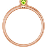 14K Gold Round Natural Peridot Youth Birthstone Ring - Rose Gold - view 5