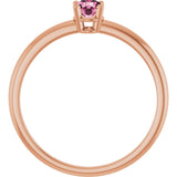 14K Gold Round Natural Pink Tourmaline Youth Birthstone Ring - Rose Gold - view 5
