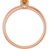 14K Gold Round Natural Citrine Youth Birthstone Ring - Rose Gold - view 5