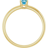 14K Gold Round Natural Swiss Blue Topaz Youth Birthstone Ring - Yellow Gold - view 5