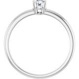 Platinum Round Natural White Sapphire Youth Birthstone Ring - view 5
