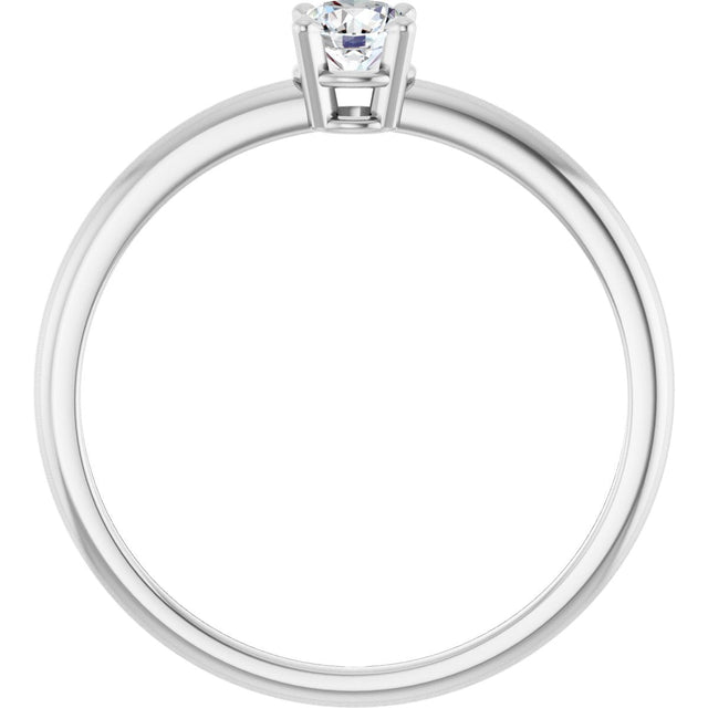 Platinum Round Natural White Sapphire Youth Birthstone Ring - view 5
