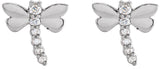 14K Gold Round Natural Diamond Dragonfly Earrings - White Gold - view 2