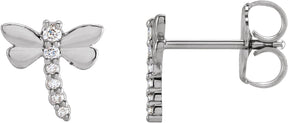 Platinum Round Natural Diamond Dragonfly Earrings