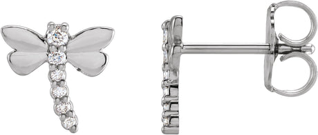 Platinum Round Natural Diamond Dragonfly Earrings