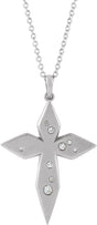 Platinum Round Natural Diamond Accented Cross Necklace or Pendant II