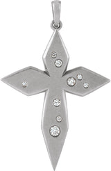Platinum Round Natural Diamond Accented Cross Necklace or Pendant II