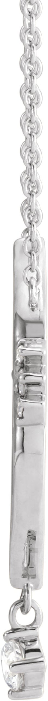 Platinum Round Natural Diamond Miraculous Mary Rosary Necklace - view 2