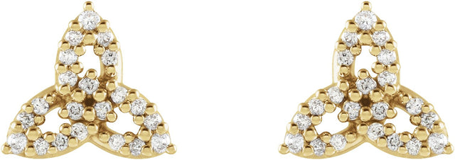 14K Gold Round Natural Diamond Celtic-Inspired Trinity Earrings - Yellow Gold - view 2