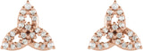 14K Gold Round Natural Diamond Celtic-Inspired Trinity Earrings - Rose Gold - view 2