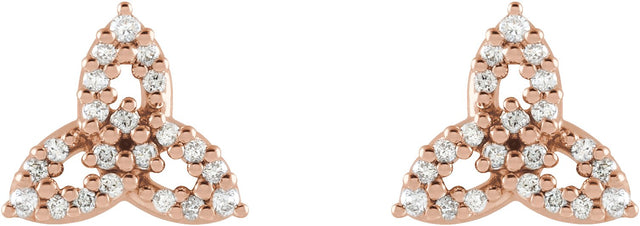 14K Gold Round Natural Diamond Celtic-Inspired Trinity Earrings - Rose Gold - view 2
