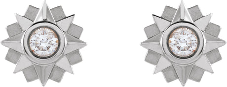 Platinum Round Natural Diamond Sun Earrings - view 2