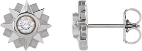 Platinum Round Natural Diamond Sun Earrings