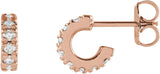 14K Gold Round Lab-Grown Diamond French-Set Hoop Earrings - Rose Gold