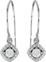 14K Gold Round Natural Diamond Halo-Style Earrings – 3.4-6.3mm Stones - White Gold - view 2