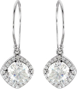 14K Gold Round Natural Diamond Halo-Style Earrings – 3.4-6.3mm Stones - White Gold - view 2