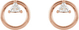 14K Gold Trillion Natural Diamond Geometric Earrings - Rose Gold - view 2