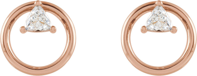14K Gold Trillion Natural Diamond Geometric Earrings - Rose Gold - view 2