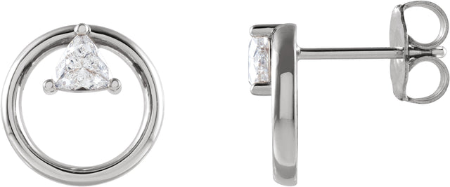 Platinum Trillion Natural Diamond Geometric Earrings