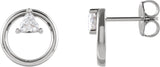 14K Gold Trillion Natural Diamond Geometric Earrings - White Gold