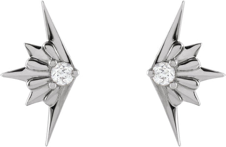 Platinum Round Natural Diamond Accented Starburst Earrings - view 2