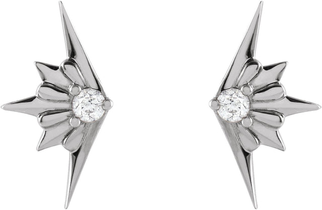 Platinum Round Natural Diamond Accented Starburst Earrings - view 2