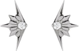 14K Gold Round Natural Diamond Accented Starburst Earrings - White Gold - view 2