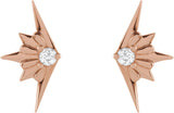 14K Gold Round Natural Diamond Accented Starburst Earrings - Rose Gold - view 2