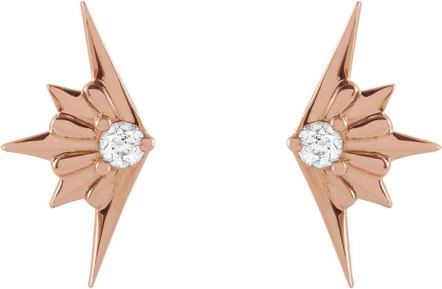 14K Gold Round Natural Diamond Accented Starburst Earrings - Rose Gold - view 2