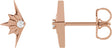 14K Gold Round Natural Diamond Accented Starburst Earrings - Rose Gold
