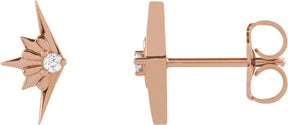 14K Gold Round Natural Diamond Accented Starburst Earrings - Rose Gold
