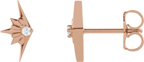 14K Gold Round Natural Diamond Accented Starburst Earrings - Rose Gold