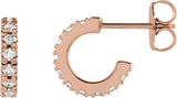 14K Gold Round Lab-Grown Diamond French-Set Hoop Earrings - Rose Gold