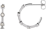 Platinum Round Natural Diamond Bezel-Set Hoop Earrings – 2-2.5mm Stones