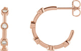 14K Gold Round Natural Diamond Bezel-Set Hoop Earrings – 2-2.5mm Stones - Rose Gold