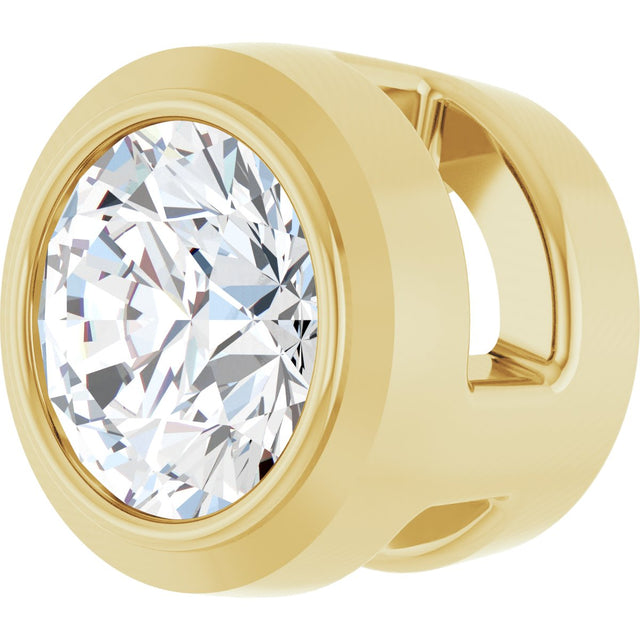 14K Gold Lab-Grown Diamond Round Bezel-Set Slide Pendant - Yellow Gold - view 2