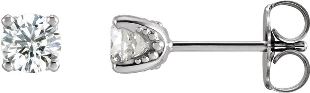 14K Gold Lab-Grown Diamond Round 4-Prong Stud Earrings - White Gold