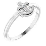 Platinum Round Natural Diamond Cross Anchor Ring