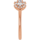 14K Gold Oval Natural Diamond Three-Stone Halo-Style Anniversary Band - Rose Gold - view 4
