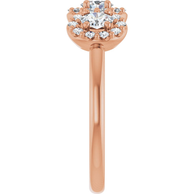 14K Gold Oval Natural Diamond Three-Stone Halo-Style Anniversary Band - Rose Gold - view 4