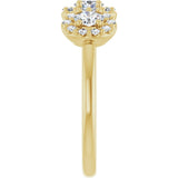 14K Gold Oval Natural Diamond Three-Stone Halo-Style Anniversary Band - Yellow Gold - view 4