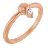 14K Gold Round Natural Diamond Stackable Bead Ring – 2mm Stones - Rose Gold