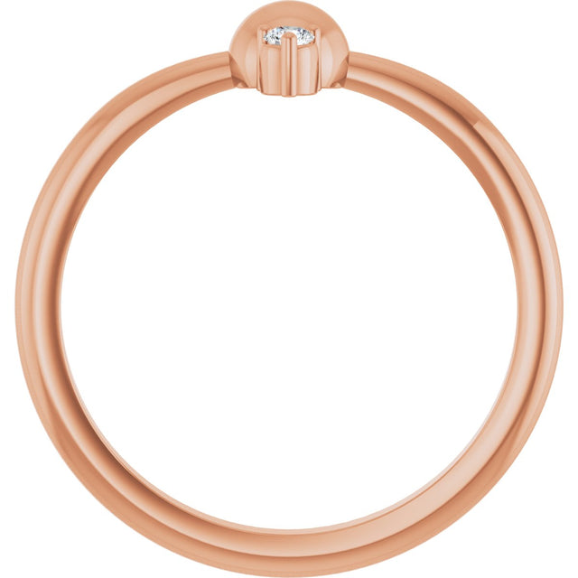 14K Gold Round Natural Diamond Stackable Bead Ring – 2mm Stones - Rose Gold - view 2