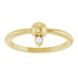14K Gold Round Natural Diamond Stackable Bead Ring – 2mm Stones - Yellow Gold - view 3